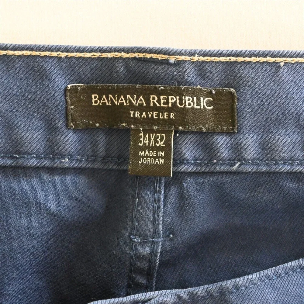 Banana Republic 34x32 Traveler Slim 5 Pocket Royal Blue Stretch Denim Mens Jeans
